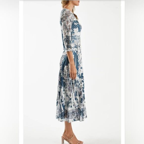 EUC Komarov XL Lace Sleeve Charmeuse and Chiffon Cocktail Dress in Casablanca - Picture 4 of 16